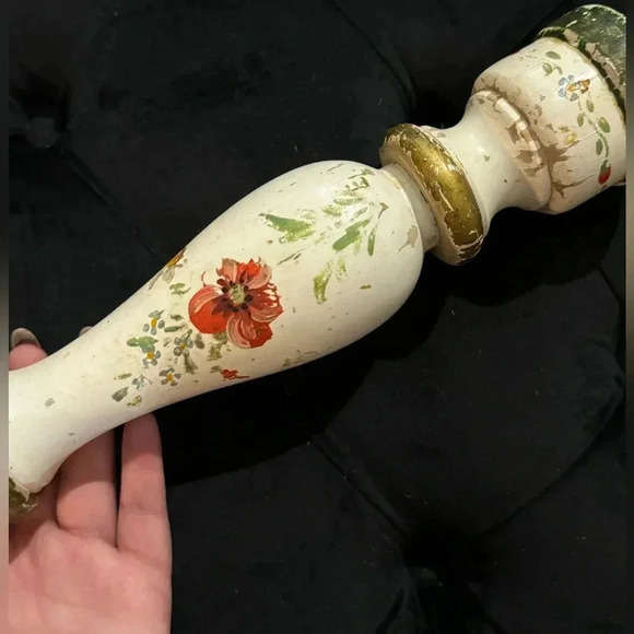 VTG Cottagecore Wood Pepper Grinder Patina Handpainted Country Cottagecore 90’s - Picture 10 of 12